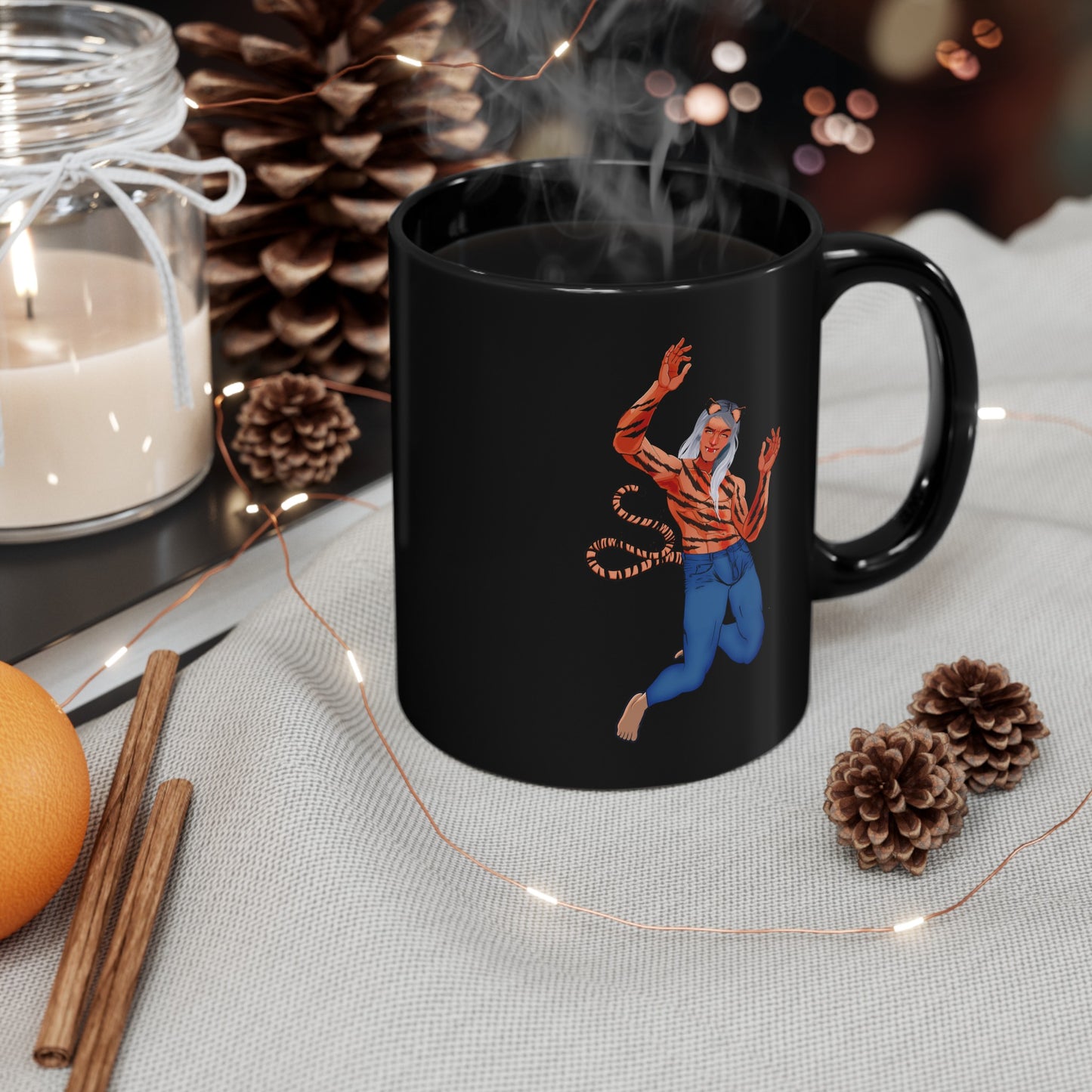 Tiger Guy 11oz Black Mug