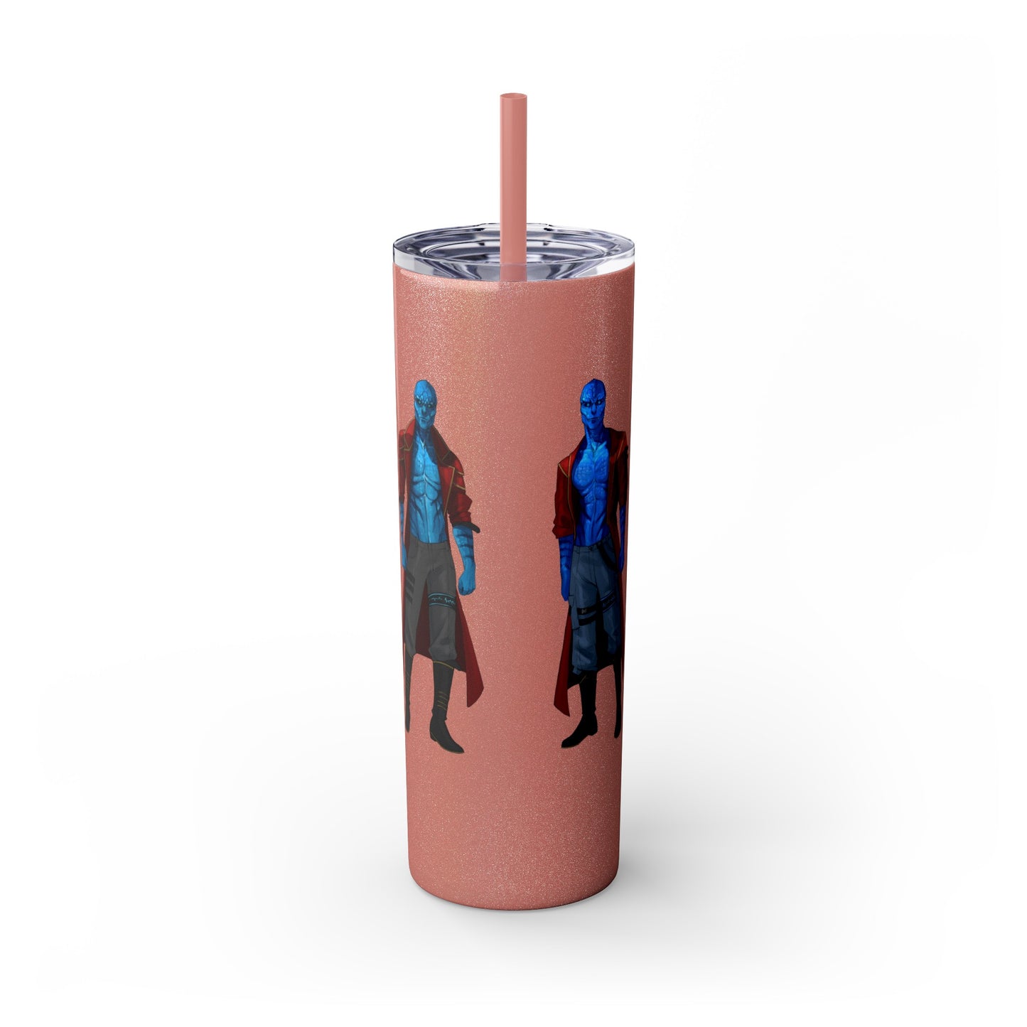 Cosmic Kissed Twins No Words Skinny Tumbler with Straw, 20oz