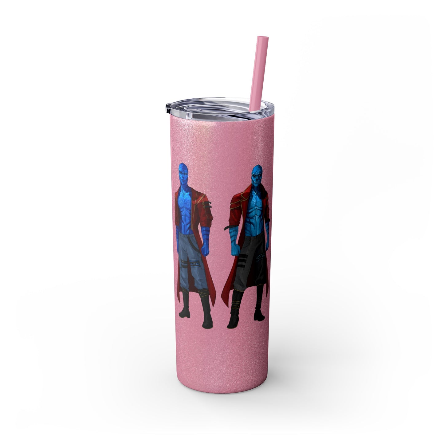 Cosmic Kissed Twins No Words Skinny Tumbler with Straw, 20oz