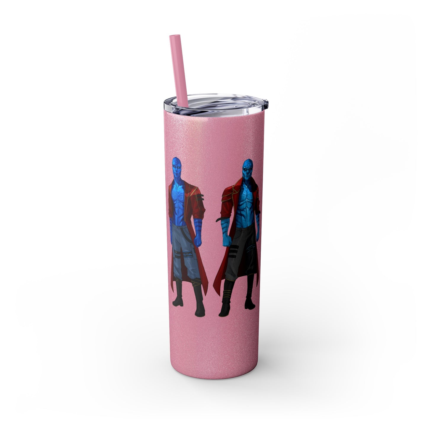 Cosmic Kissed Twins No Words Skinny Tumbler with Straw, 20oz