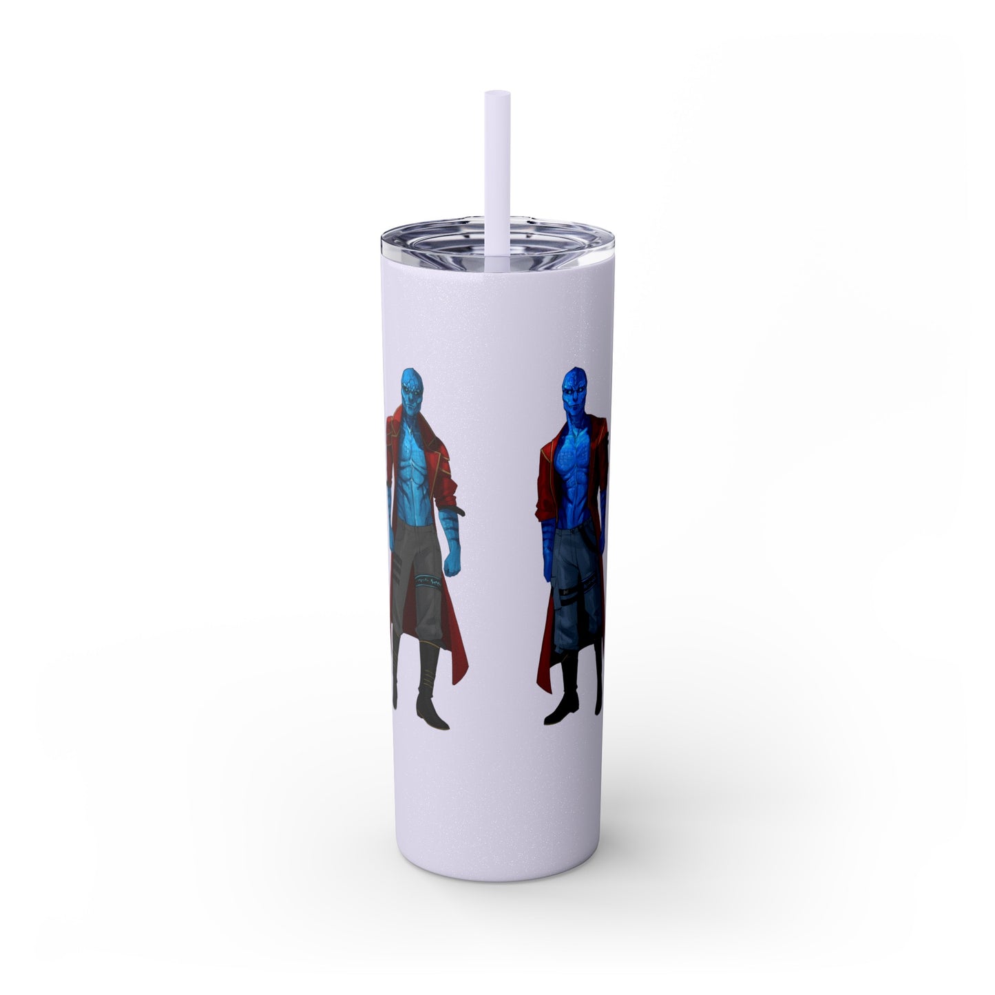 Cosmic Kissed Twins No Words Skinny Tumbler with Straw, 20oz