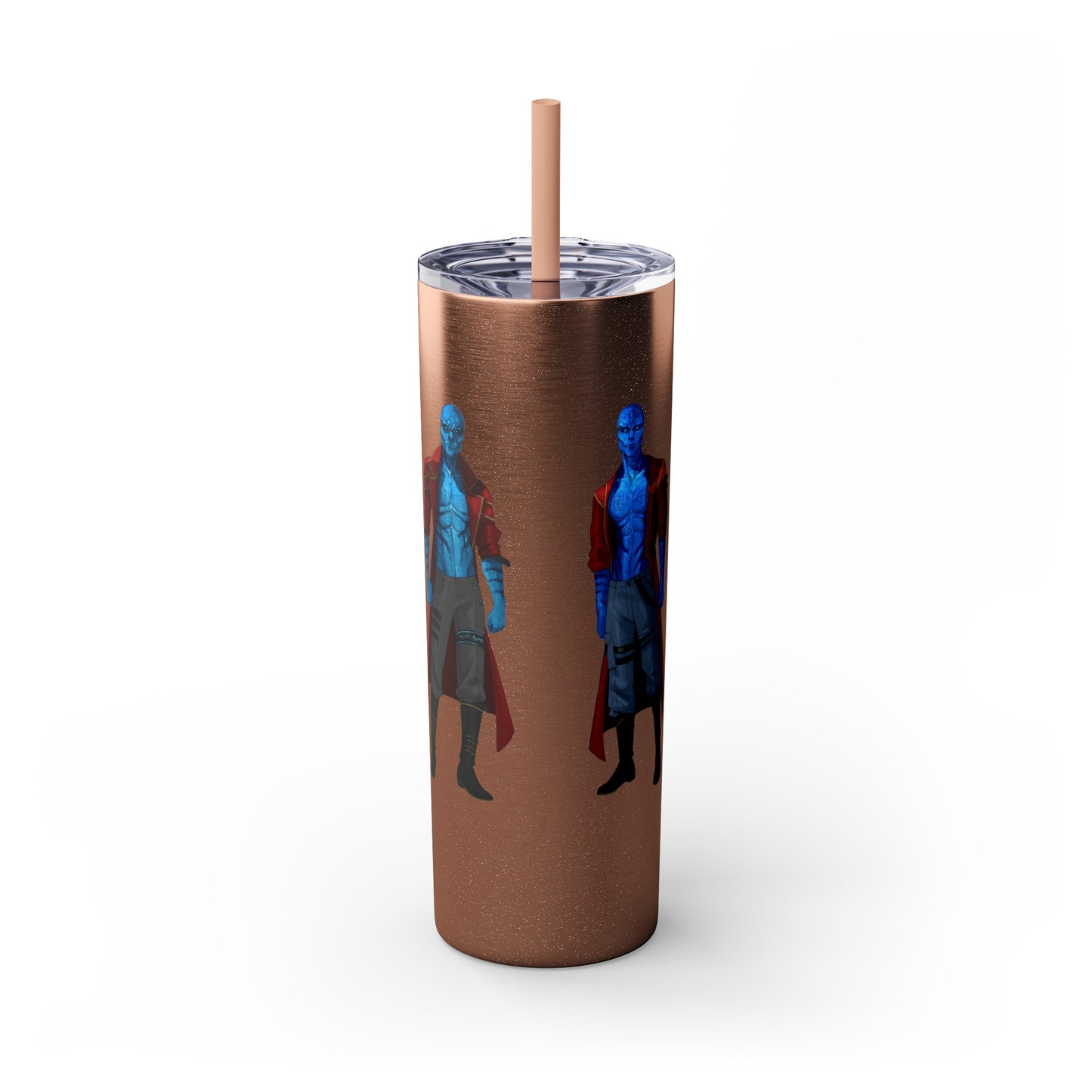 Cosmic Kissed Twins No Words Skinny Tumbler with Straw, 20oz