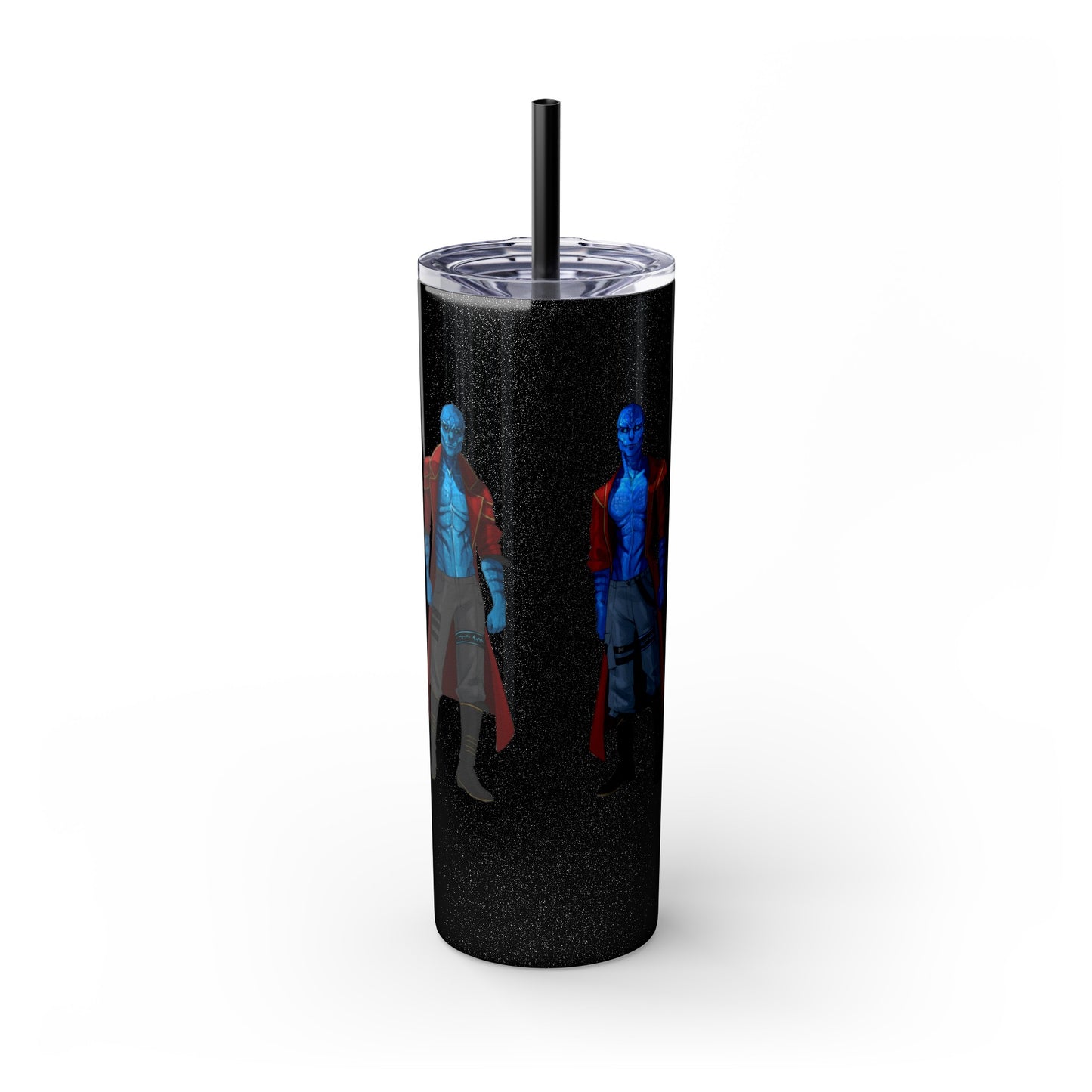 Cosmic Kissed Twins No Words Skinny Tumbler with Straw, 20oz