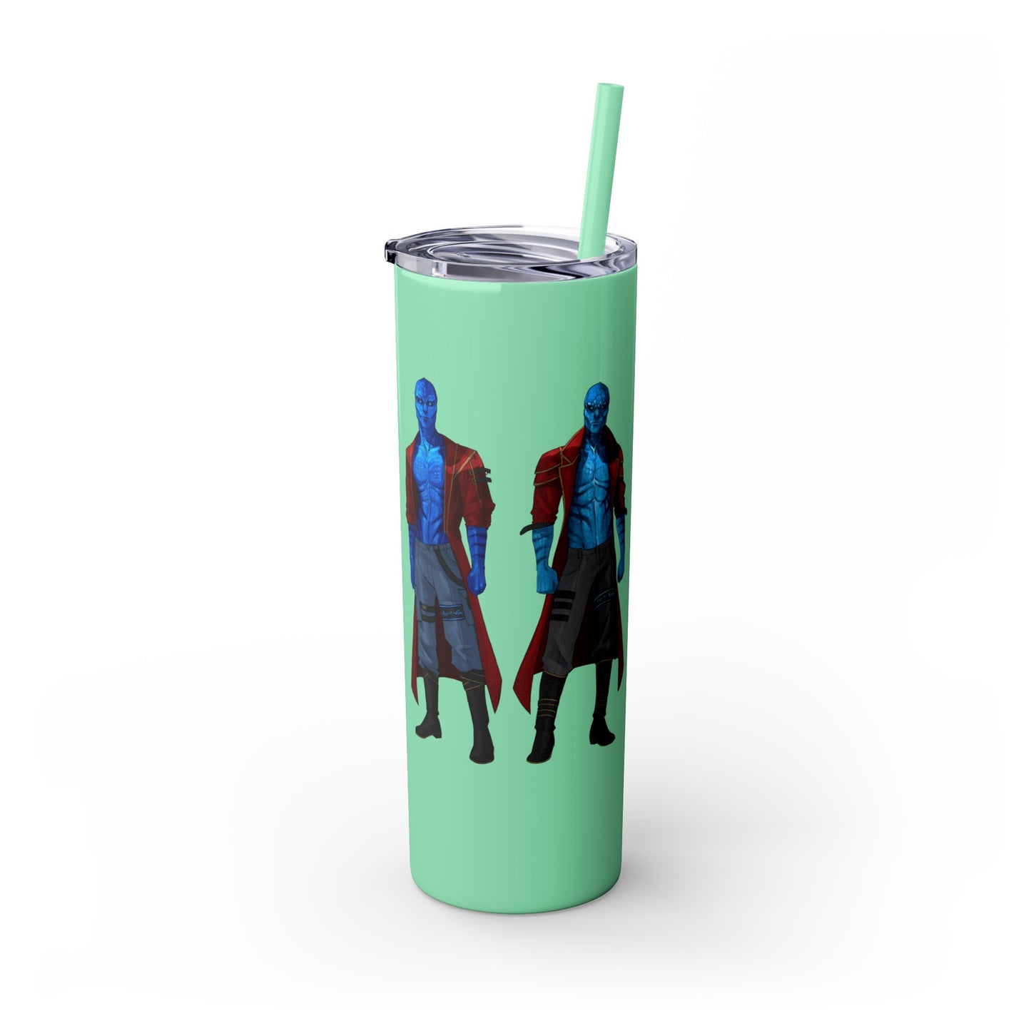 Cosmic Kissed Twins No Words Skinny Tumbler with Straw, 20oz