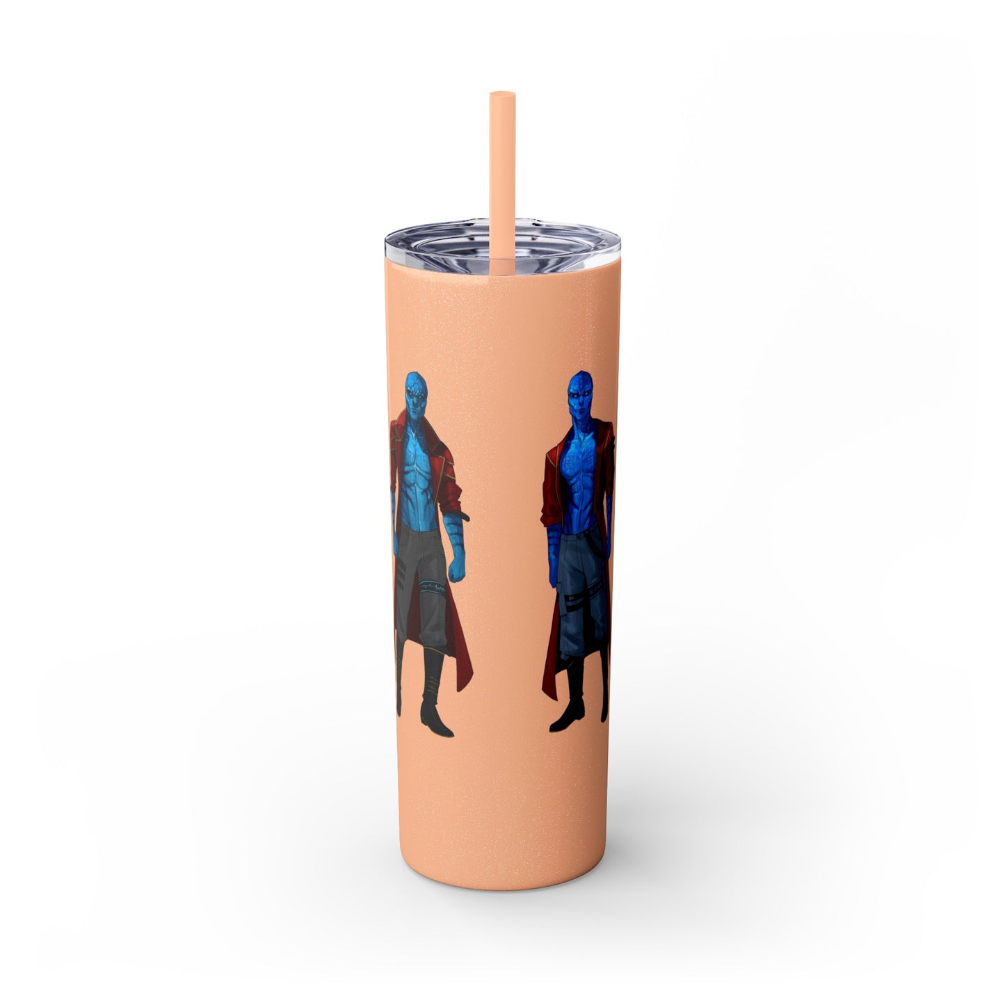 Cosmic Kissed Twins No Words Skinny Tumbler with Straw, 20oz