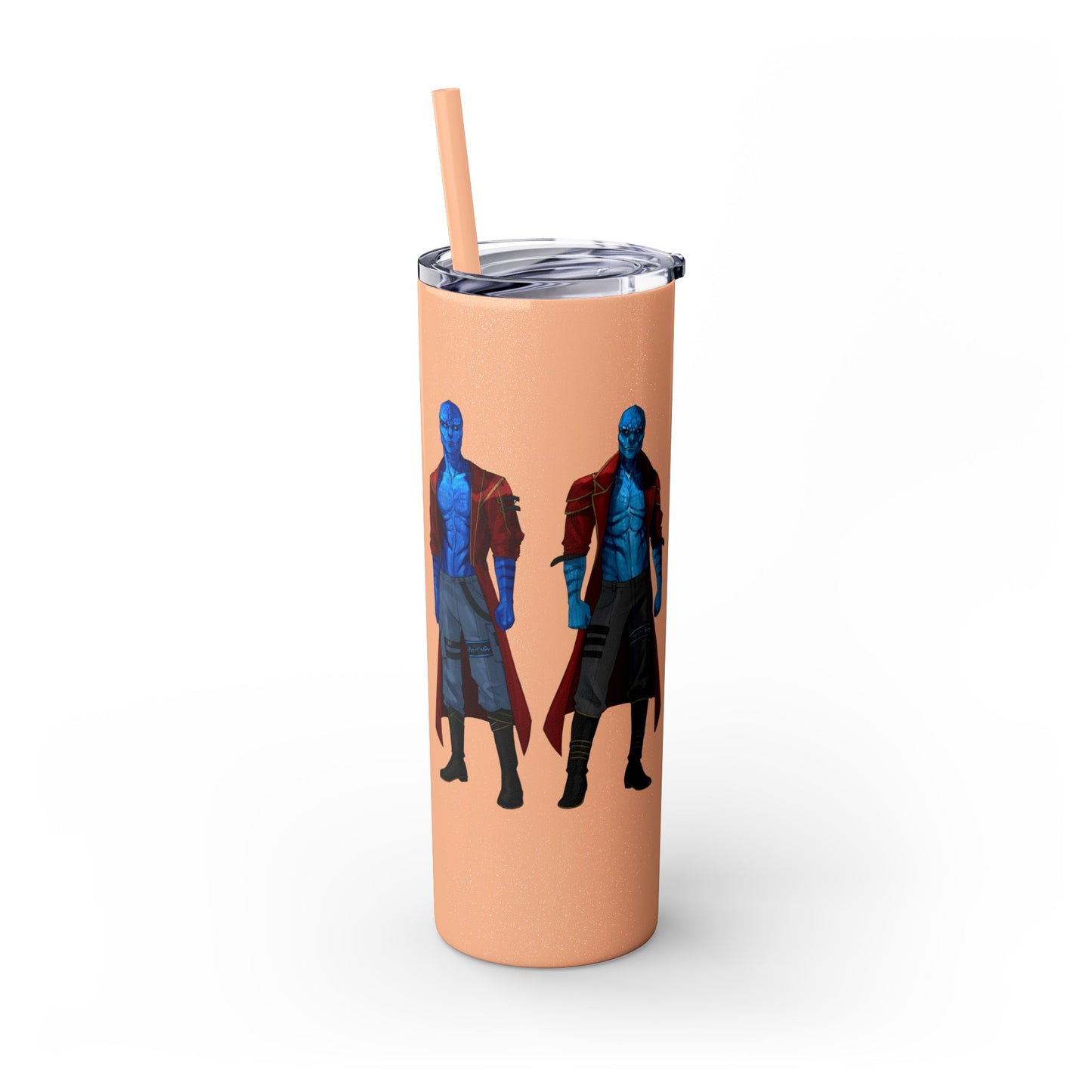 Cosmic Kissed Twins No Words Skinny Tumbler with Straw, 20oz