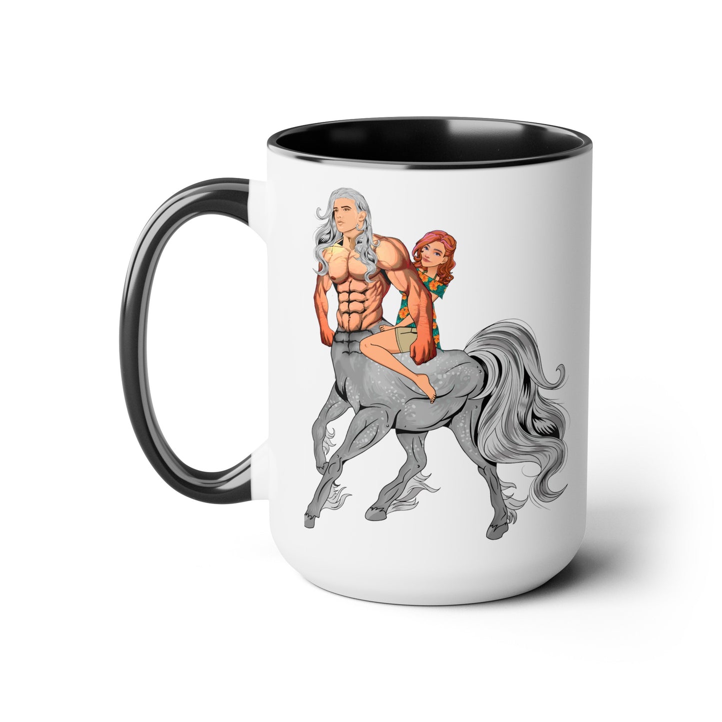 Horse Man Two-Tone Coffee Mugs, 15oz