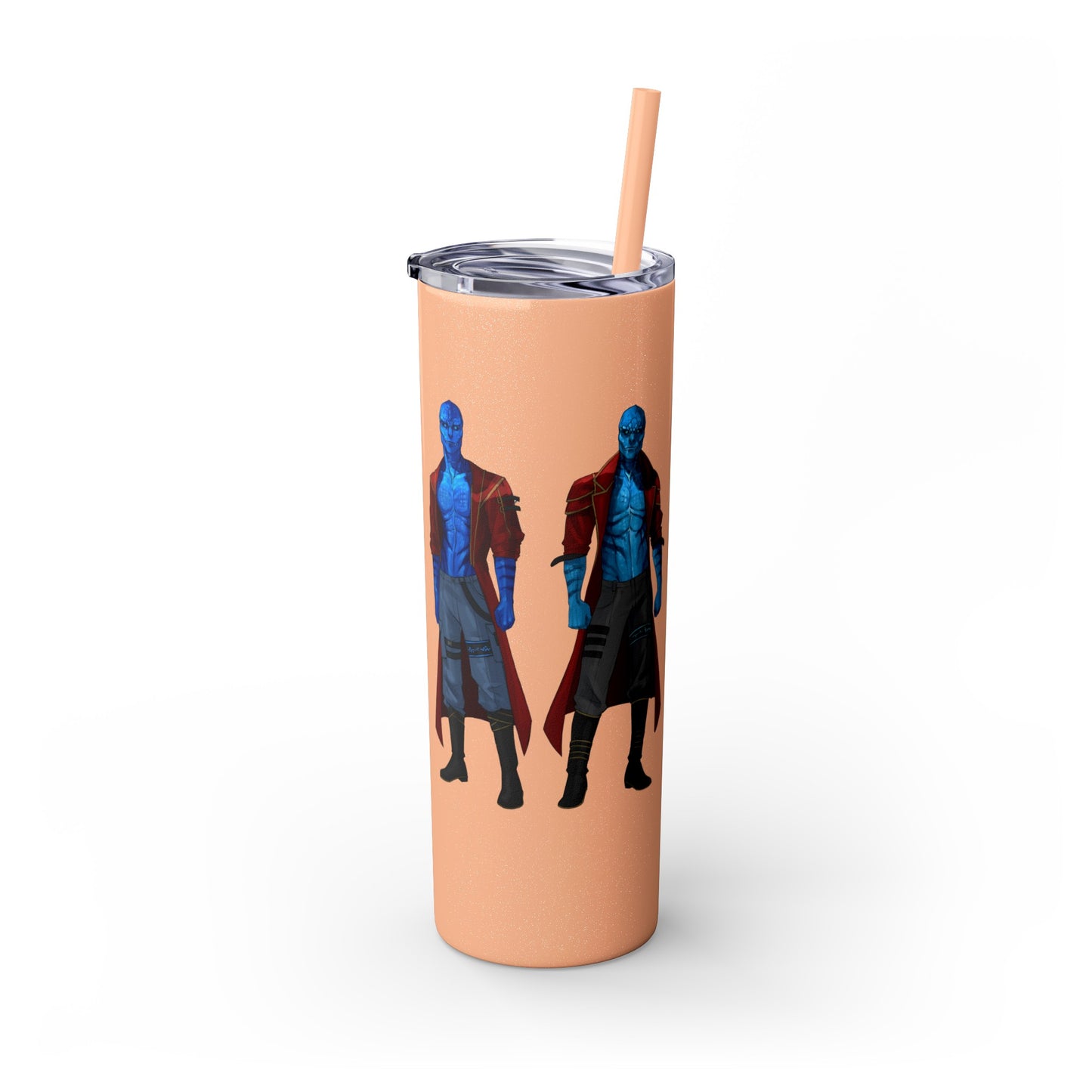 Cosmic Kissed Twins No Words Skinny Tumbler with Straw, 20oz