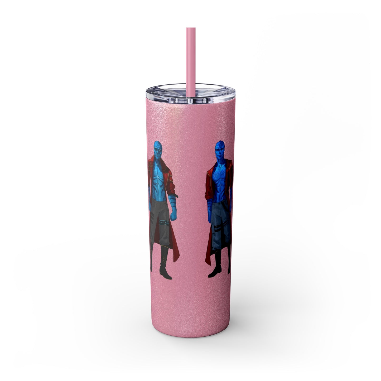 Cosmic Kissed Twins No Words Skinny Tumbler with Straw, 20oz