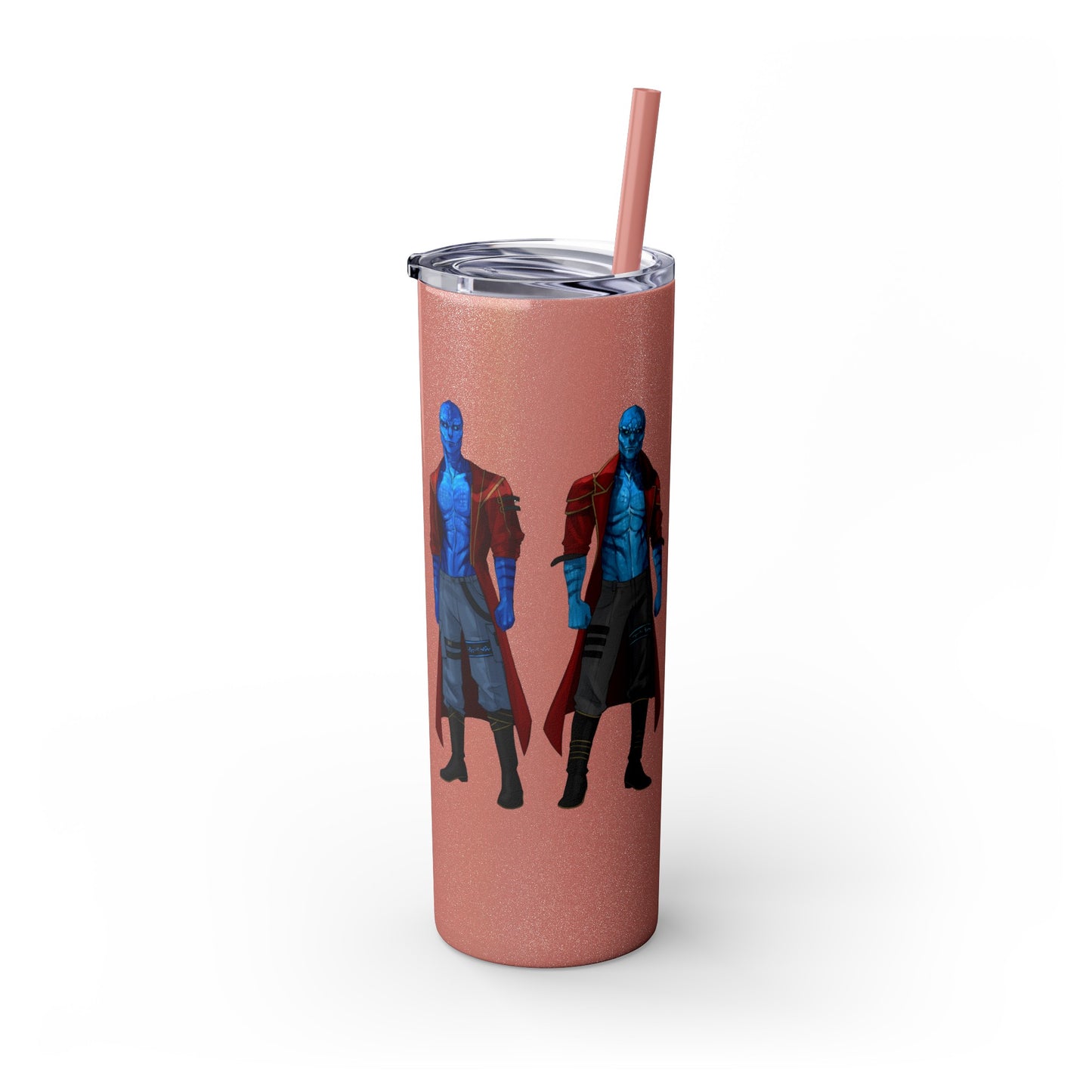 Cosmic Kissed Twins No Words Skinny Tumbler with Straw, 20oz