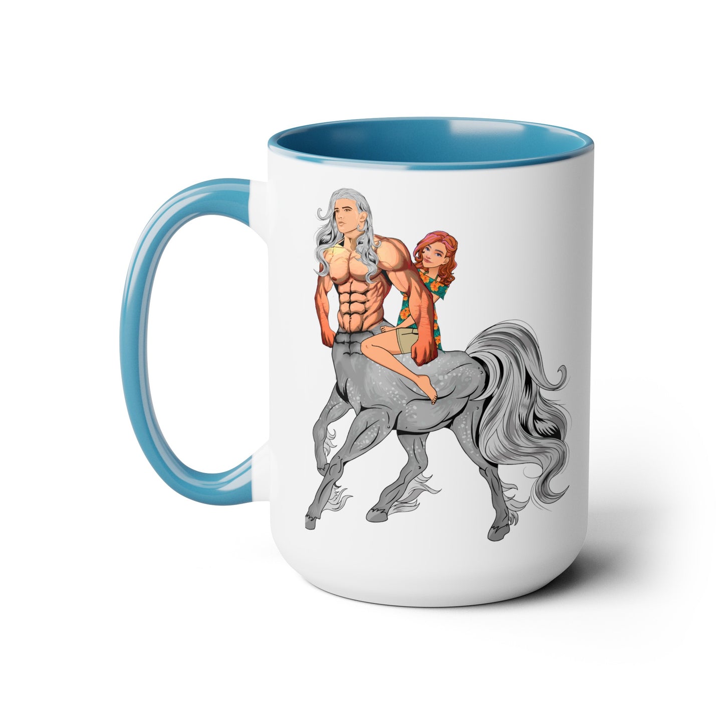 Horse Man Two-Tone Coffee Mugs, 15oz