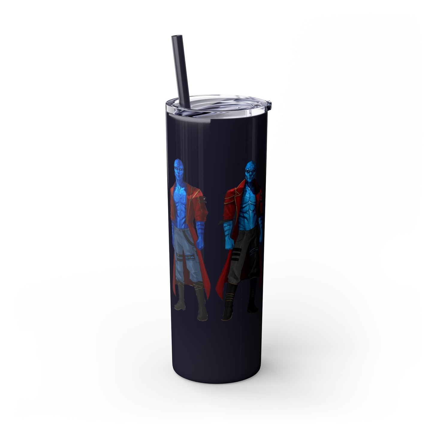 Cosmic Kissed Twins No Words Skinny Tumbler with Straw, 20oz