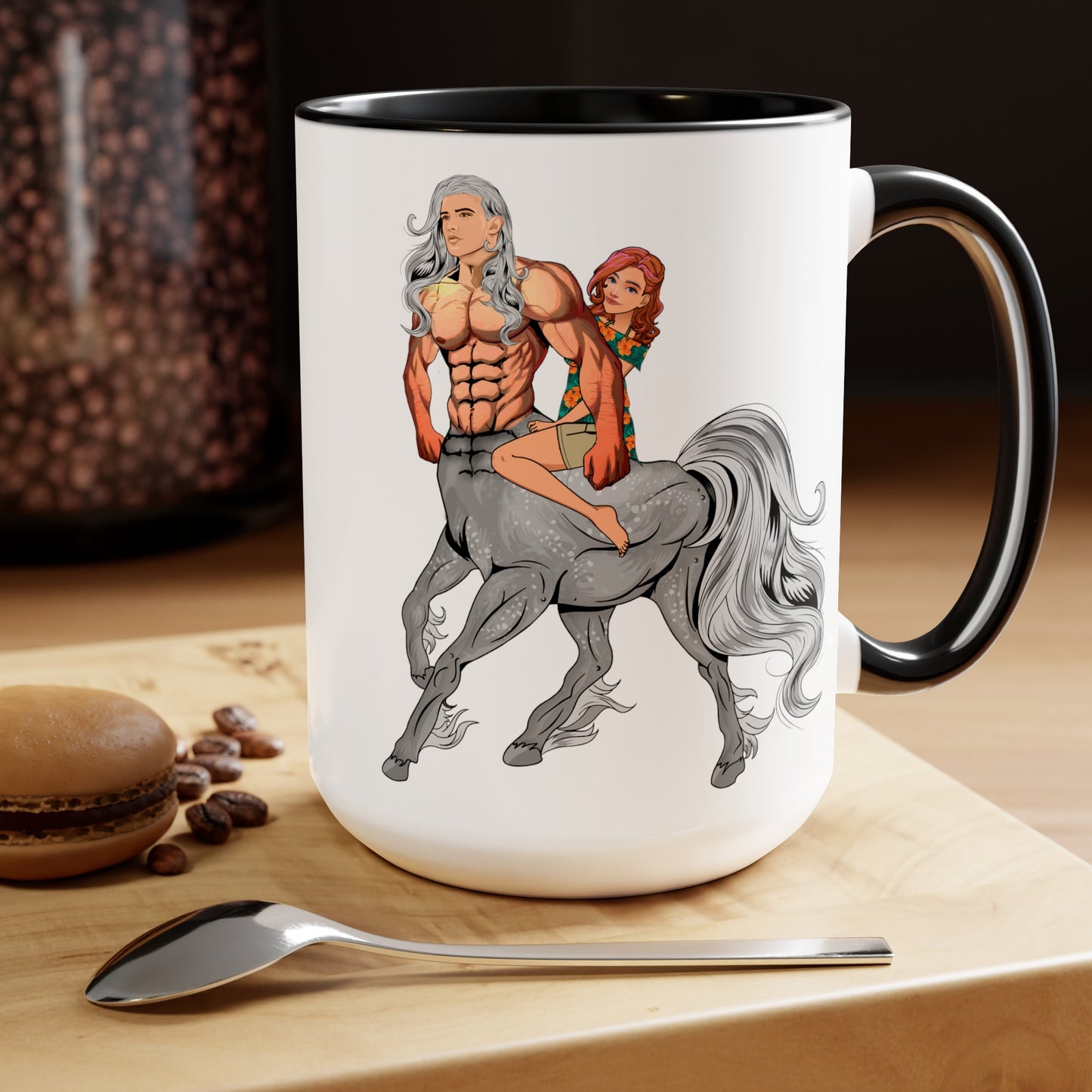 Horse Man Two-Tone Coffee Mugs, 15oz