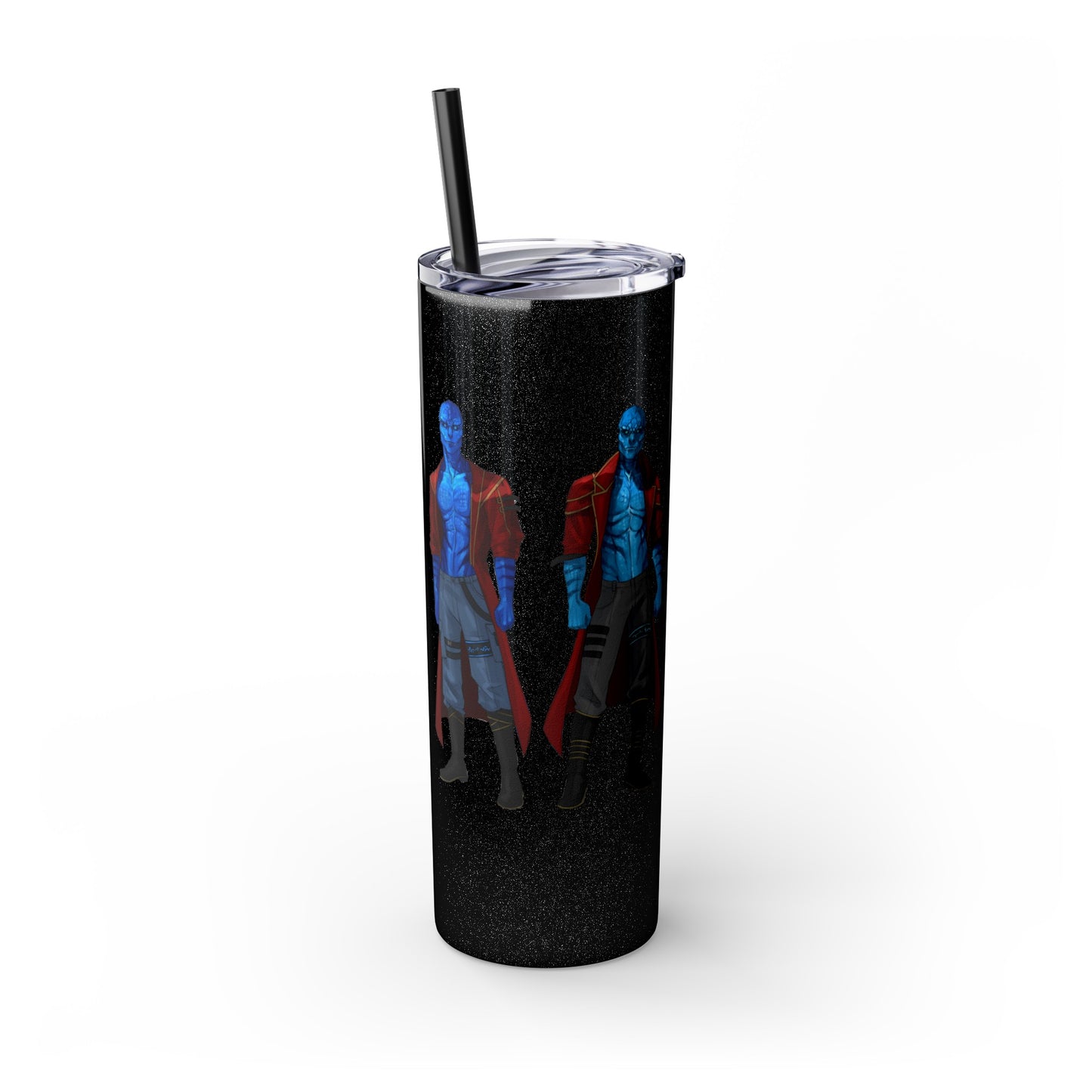 Cosmic Kissed Twins No Words Skinny Tumbler with Straw, 20oz