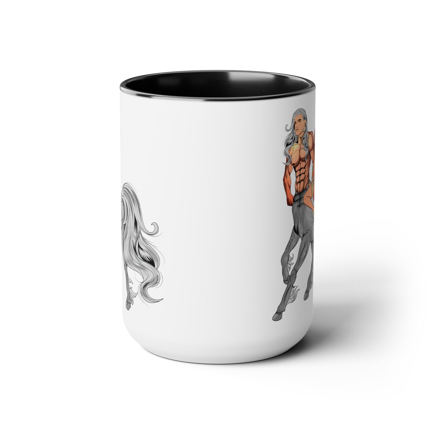 Horse Man Two-Tone Coffee Mugs, 15oz