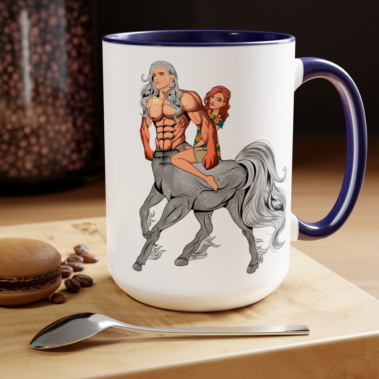 Horse Man Two-Tone Coffee Mugs, 15oz