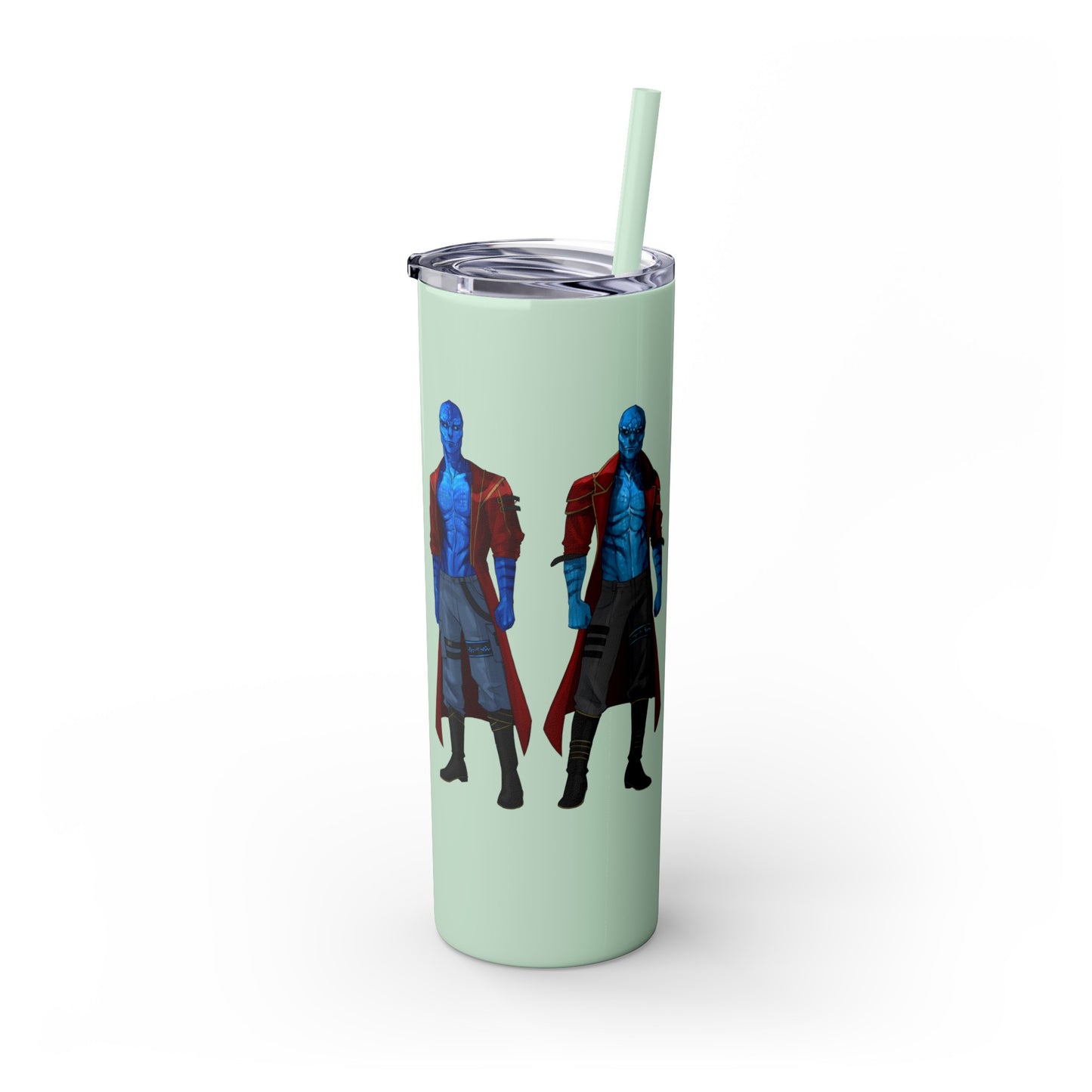 Cosmic Kissed Twins No Words Skinny Tumbler with Straw, 20oz