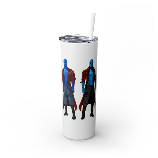 Cosmic Kissed Twins No Words Skinny Tumbler with Straw, 20oz