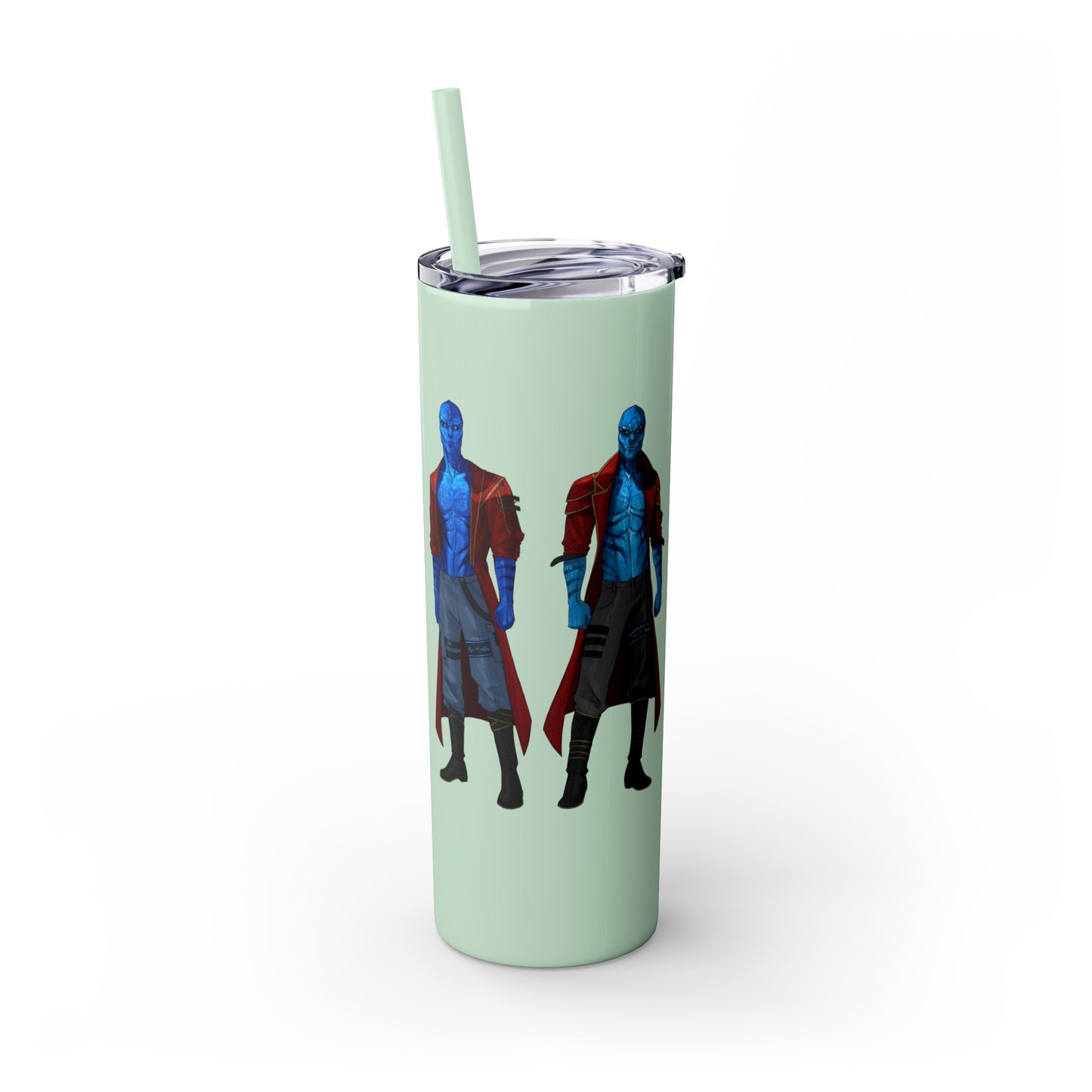 Cosmic Kissed Twins No Words Skinny Tumbler with Straw, 20oz