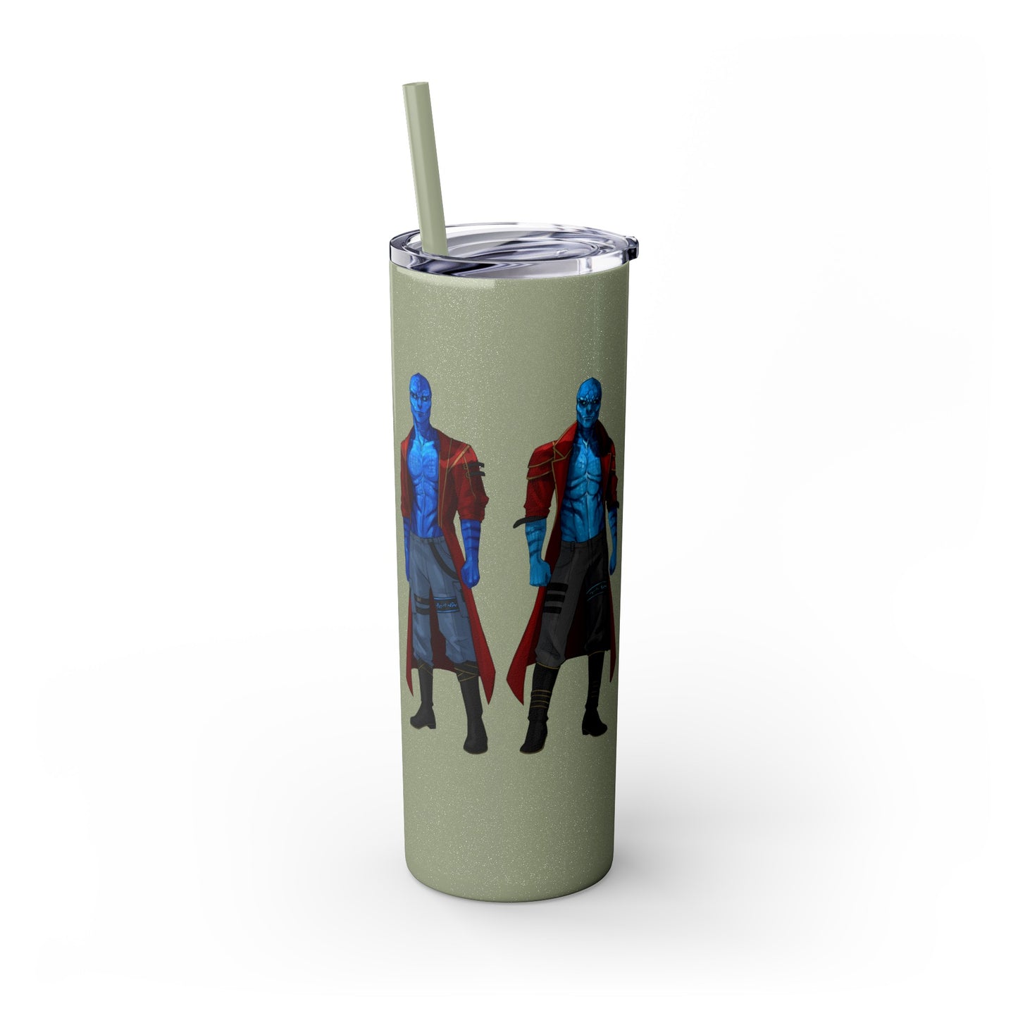 Cosmic Kissed Twins No Words Skinny Tumbler with Straw, 20oz