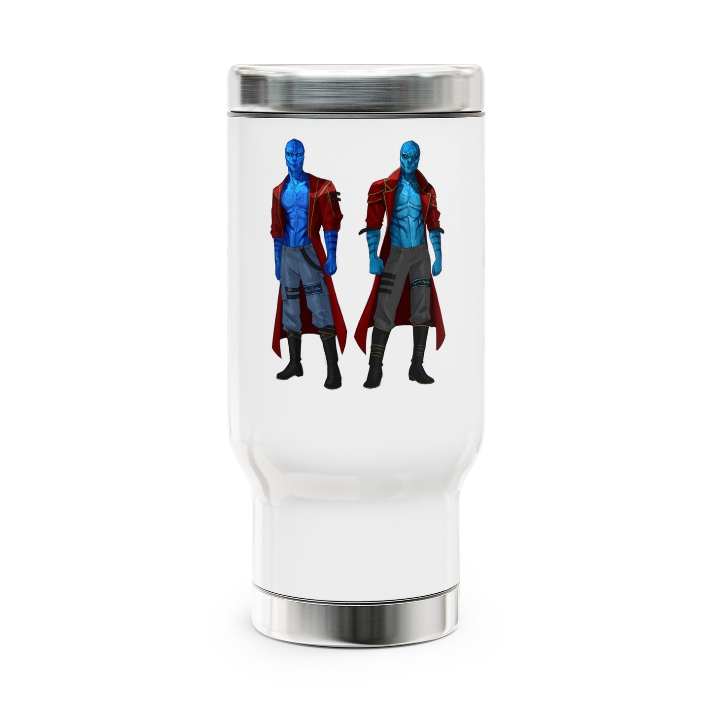 Cosmic Kissed Twins No Words Stainless Steel Travel Mug with Handle, 14oz