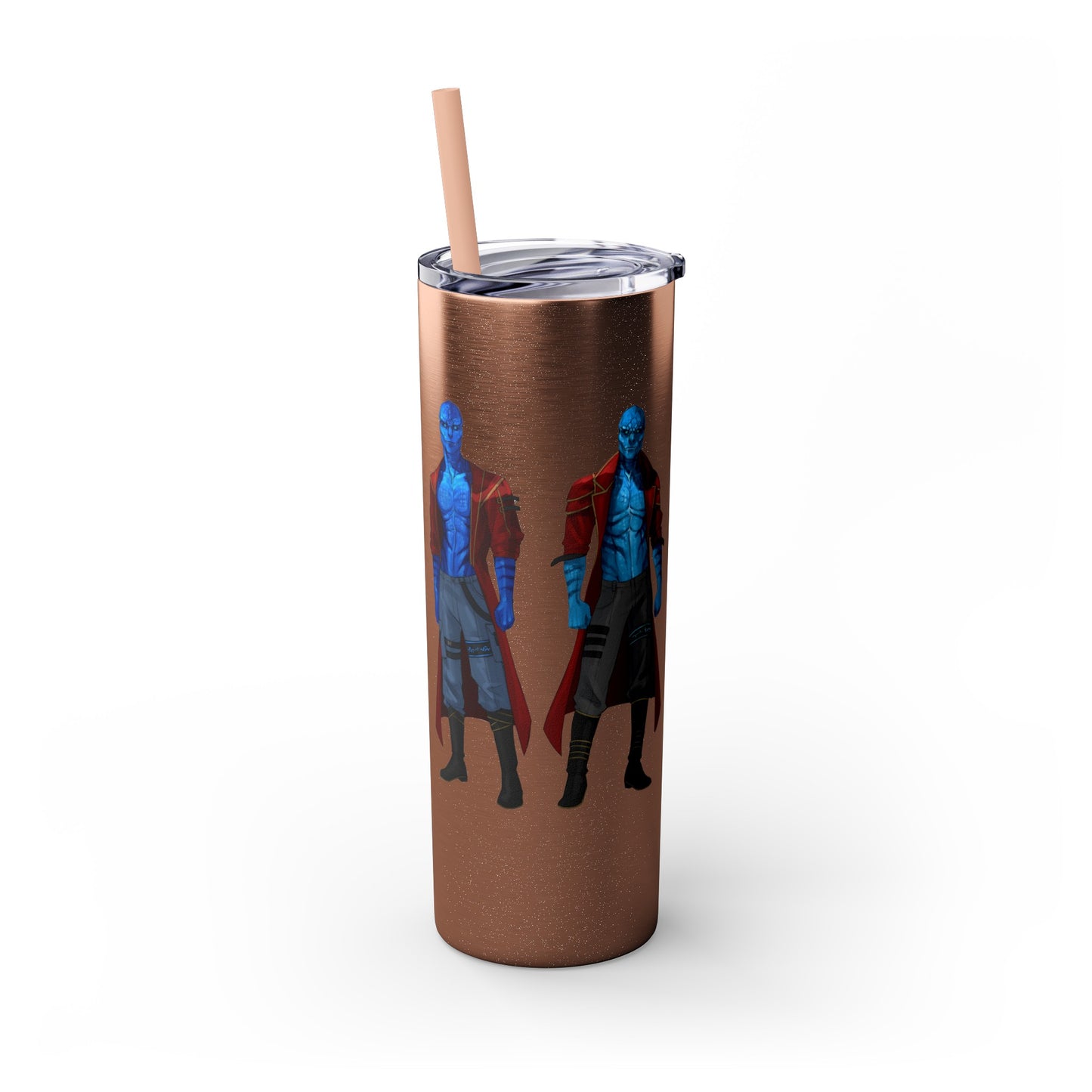 Cosmic Kissed Twins No Words Skinny Tumbler with Straw, 20oz