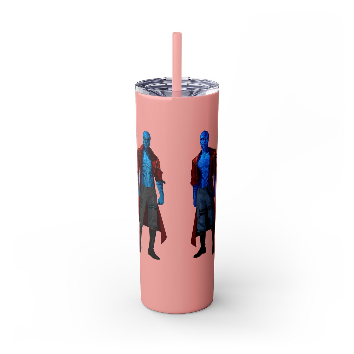 Cosmic Kissed Twins No Words Skinny Tumbler with Straw, 20oz