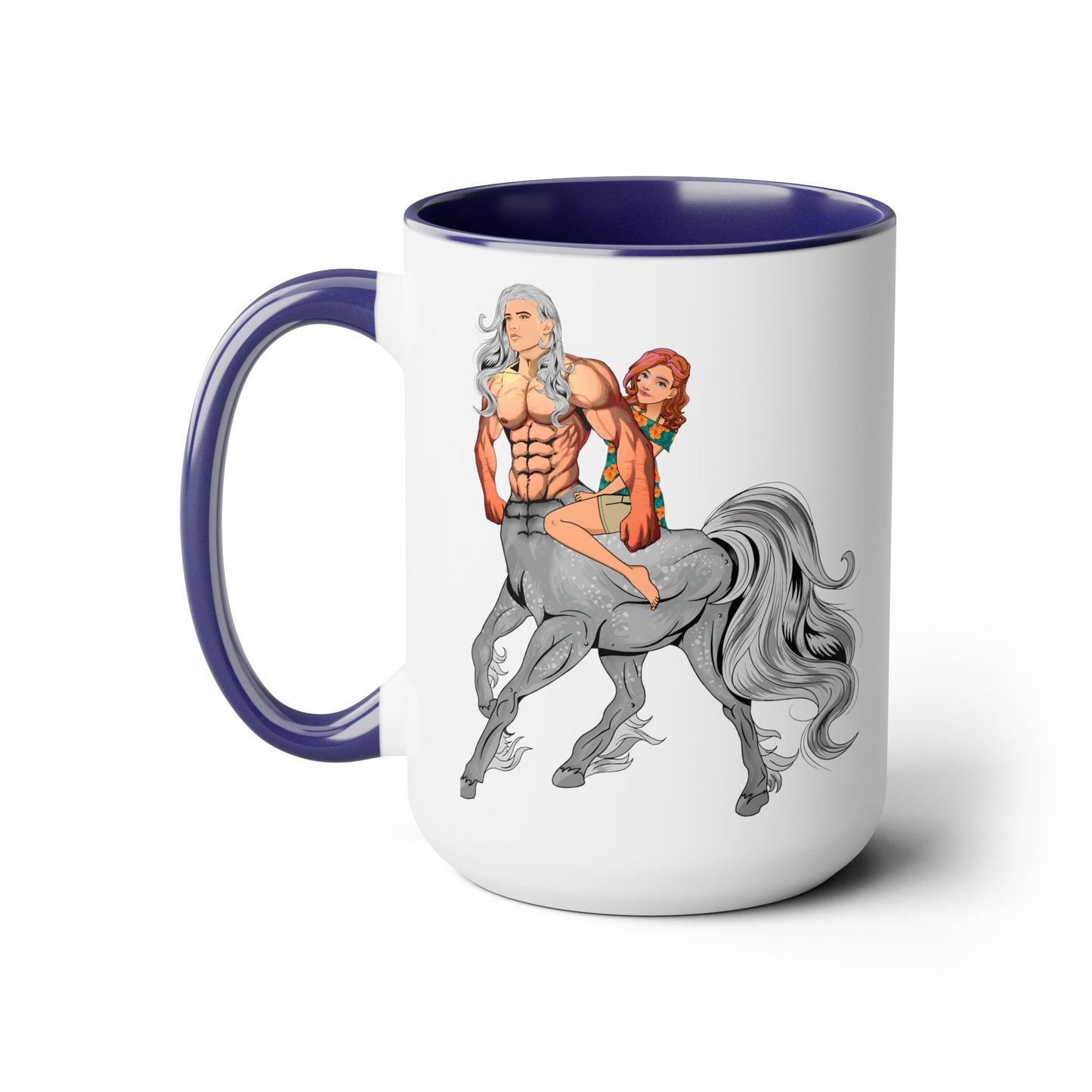 Horse Man Two-Tone Coffee Mugs, 15oz