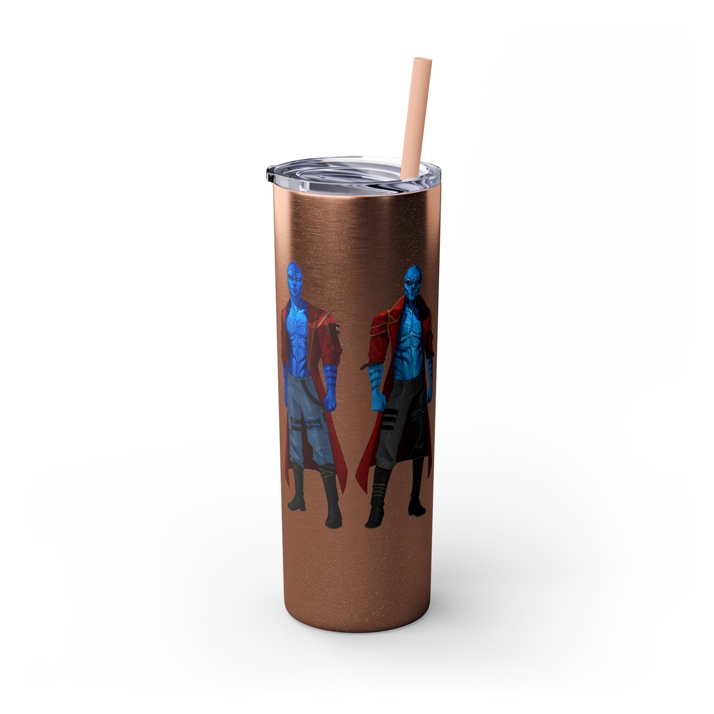 Cosmic Kissed Twins No Words Skinny Tumbler with Straw, 20oz