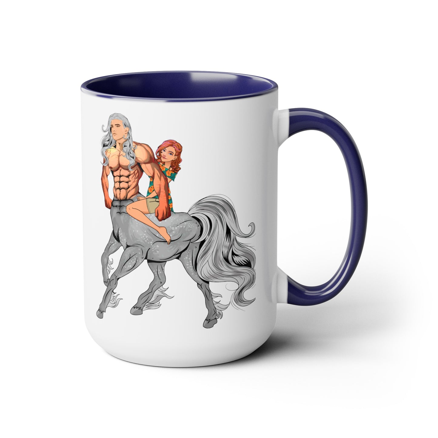 Horse Man Two-Tone Coffee Mugs, 15oz