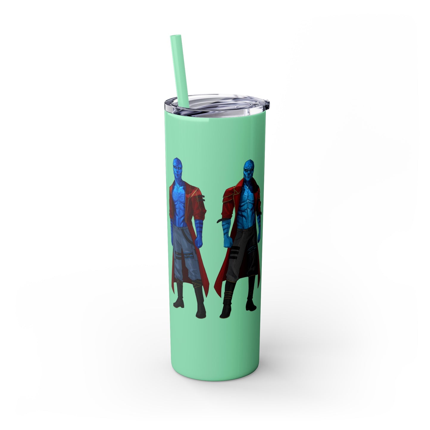 Cosmic Kissed Twins No Words Skinny Tumbler with Straw, 20oz