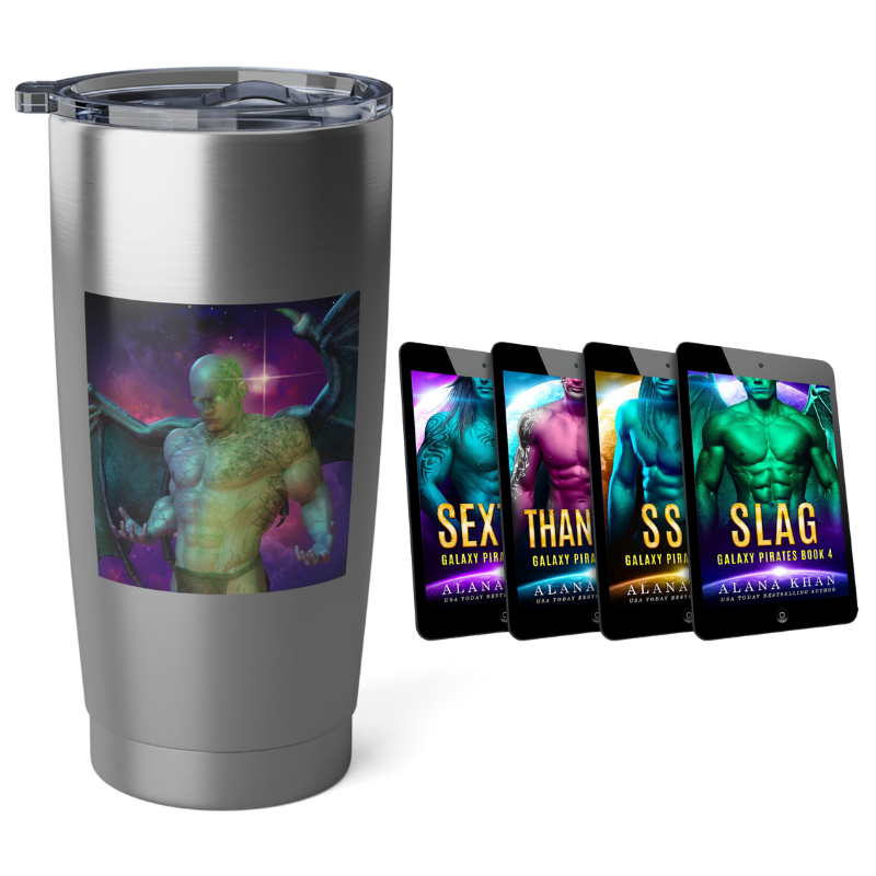 Vagabond Tumbler with Slag's picture plus 4 book Galaxy Pirates Set (ebooks) Bundle